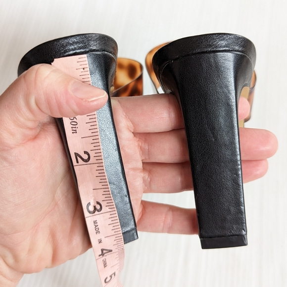 EXPRESS women's translucent leopard printed double strap heeled slide sandals - Picture 4 of 13